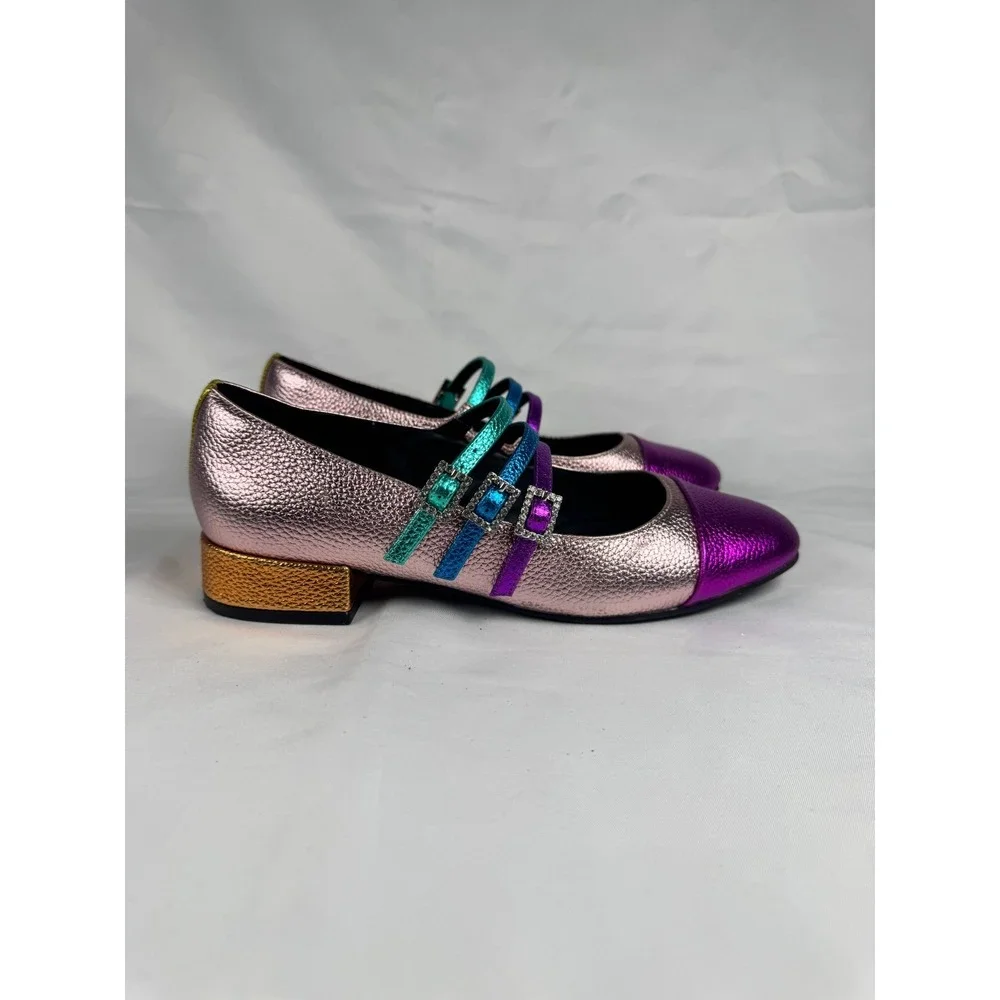 Kurt Geiger London Pierra Low Womens EU 36 US 6 Mary Jane Metallic Pink Shoes